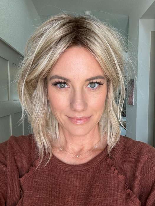 Jenny B. @thewiggygirl wearing HOLLIE by JON RENAU in color FS17/101S18 PALM SPRINGS BLONDE | Light Ash Blonde with Pure White Natural Violet Bold Highlights, Shaded with Dark Natural Ash Blonde