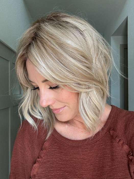 Jenny B. @thewiggygirl wearing HOLLIE by JON RENAU in color FS17/101S18 PALM SPRINGS BLONDE | Light Ash Blonde with Pure White Natural Violet Bold Highlights, Shaded with Dark Natural Ash Blonde