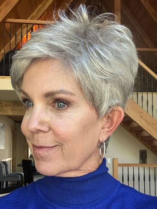 Susan Sparks @an_affair_with_hair wearing TAB by ELLEN WILLE in color SILVER MIX | Pure Silver White and Pearl Platinum Blonde Blend
