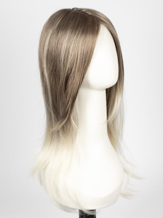 S18-60/102RO SOLSTICE | Dark Natural Ash Blonde roots to midlength, pure white with Pale Platinum Blonde midlength to ends