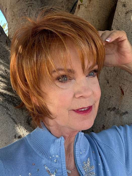 Susan Sparks @an_affair_with_hair wearing SKY by NORIKO in color DARK RUST | Medium Copper Red blended with Golden Blonde